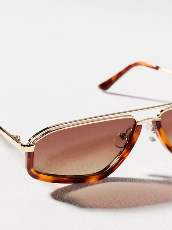 NWT Free People x Eleventh Hour Small Aviator Sunglasses in Gold Tort Brown main image 2